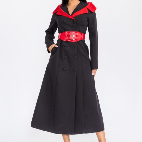 WOMEN'S LONG SLEEVE BELTED WRAP MAXI DRESS - Picture 2 of 3